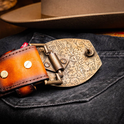 Marco Di Milano Texas Belt: Aged Brown Leather Luxury Shoe
