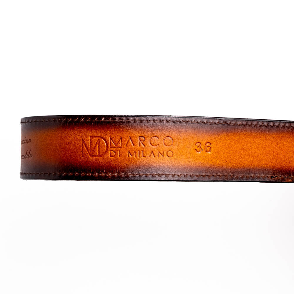 Marco Di Milano Texas Belt: Aged Brown Leather Luxury Shoe