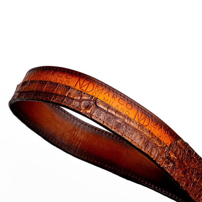 Marco Di Milano Texas Belt: Aged Brown Leather Luxury Shoe