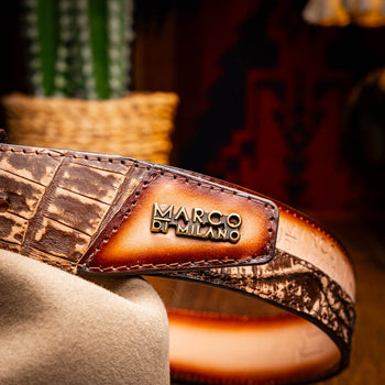 Marco Di Milano Texas Belt Stone Brown Leather Shoe