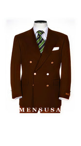 Men'S Double Breasted Suits Jacket Blazer Poly~Rayon With Best Cut & Fabric Sport Brown Jacket