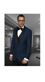 Men'S Bright Blue 1 Button Blazer Sport Coat Suit