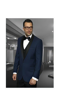 Men'S Bright Blue 1 Button Blazer Sport Coat Suit