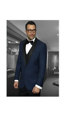 Men'S Bright Blue 1 Button Blazer Sport Coat Suit