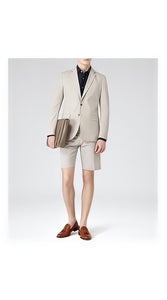Men's Gray Summer Business Suits With Shorts Pants Set (Sport Coat Looking)