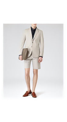 Men's Gray Summer Business Suits With Shorts Pants Set (Sport Coat Looking)