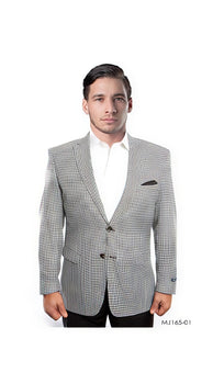 Houndstooth Blazer - Mens Small Houndstooth Wool Sport Coat