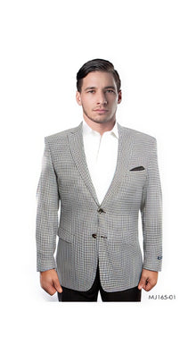 Houndstooth Blazer - Mens Small Houndstooth Wool Sport Coat