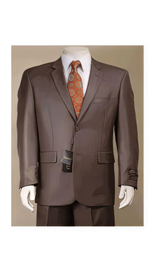 Big And Tall Size 56 To 72 2-Button Suit Textured Patterned Sport Coat Fabric - Taupe