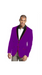 Velvet Velour Men'S Blazer Formal Sport Coat Two Tone Trimming Notch Collar Dark Purple