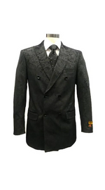Mens Black Double Breasted Blazer - Sport Coat - Paisley Blazer - Floral Blazer