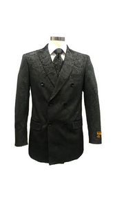 Mens Black Double Breasted Blazer - Sport Coat - Paisley Blazer - Floral Blazer
