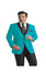 Men'S Slim Turquoise ~ Aqua & Black Lapel Tuxedo Dinner Jacket Blazer ~ Sport Coat + Free Black Vest & Black Pants Included