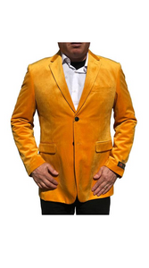 Men's Gold ~ Mustard ~ Yellow 2 Buttons Velvet Jacket