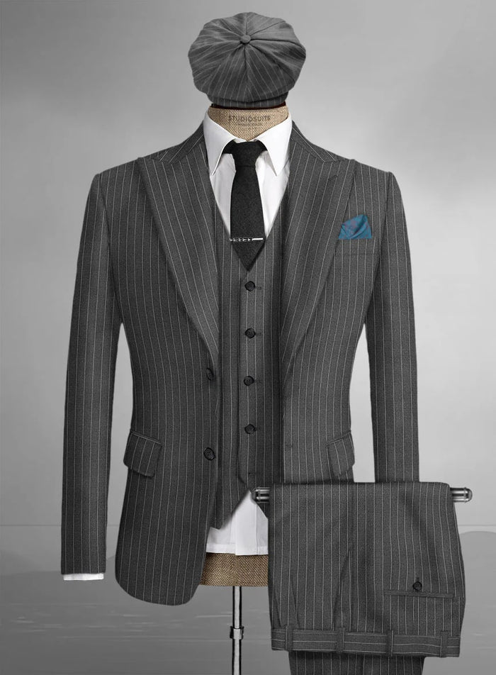 Men's Black Full-length Sleeves Buttoned Closure Peaky Blinders Suit - Peaky Blinders Outfit + Overcoat + Hat (Peaky Blinder Custome) - Image 42