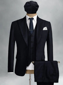 Brand New Quality 1920's English Style Peaky Blinders Style Vested Peaky Blinder Suit - Peaky Blinders Outfit + Overcoat + Hat (Peaky Blinder Custome)