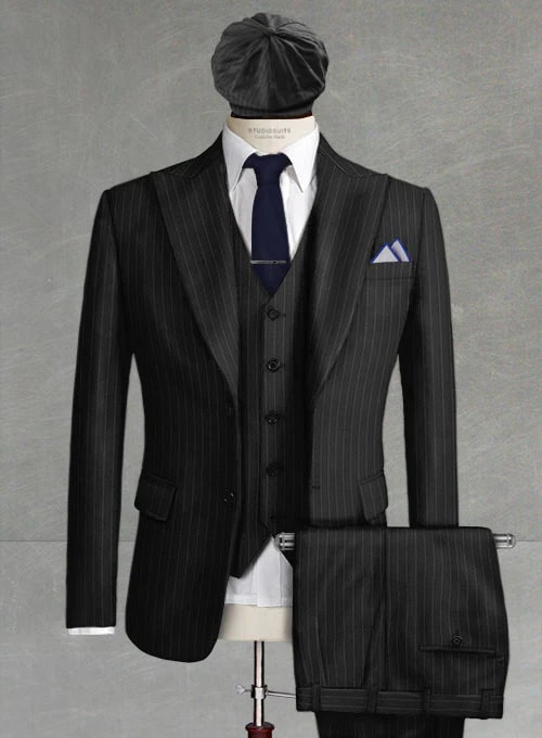 Men's Black Full-length Sleeves Buttoned Closure Peaky Blinders Suit - Peaky Blinders Outfit + Overcoat + Hat (Peaky Blinder Custome) - Image 25