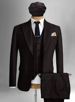 Men's Black Full-length Sleeves Buttoned Closure Peaky Blinders Suit - Peaky Blinders Outfit + Overcoat + Hat (Peaky Blinder Custome) - Image 21