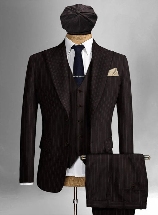 Brand New Quality 1920's English Style Peaky Blinders Style Vested Peaky Blinder Suit - Peaky Blinders Outfit + Overcoat + Hat (Peaky Blinder Custome)