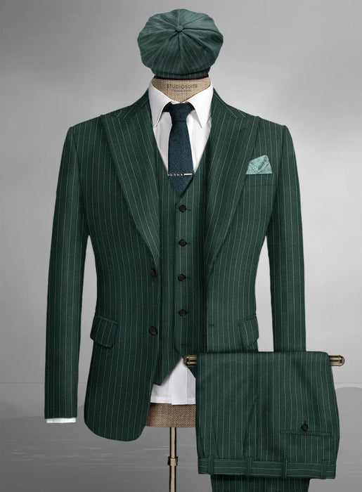 Brand New Quality 1920's English Style Peaky Blinders Style Vested Peaky Blinder Suit - Peaky Blinders Outfit + Overcoat + Hat (Peaky Blinder Custome)