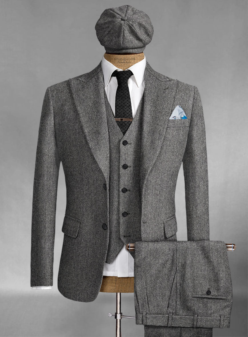 Men's Black Full-length Sleeves Buttoned Closure Peaky Blinders Suit - Peaky Blinders Outfit + Overcoat + Hat (Peaky Blinder Custome) - Image 65