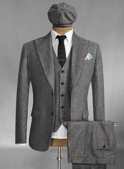 Men's Black Full-length Sleeves Buttoned Closure Peaky Blinders Suit - Peaky Blinders Outfit + Overcoat + Hat (Peaky Blinder Custome) - Image 65