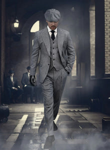 Brand New Quality 1920's English Style Peaky Blinders Style Vested Peaky Blinder Suit - Peaky Blinders Outfit + Overcoat + Hat (Peaky Blinder Custome)
