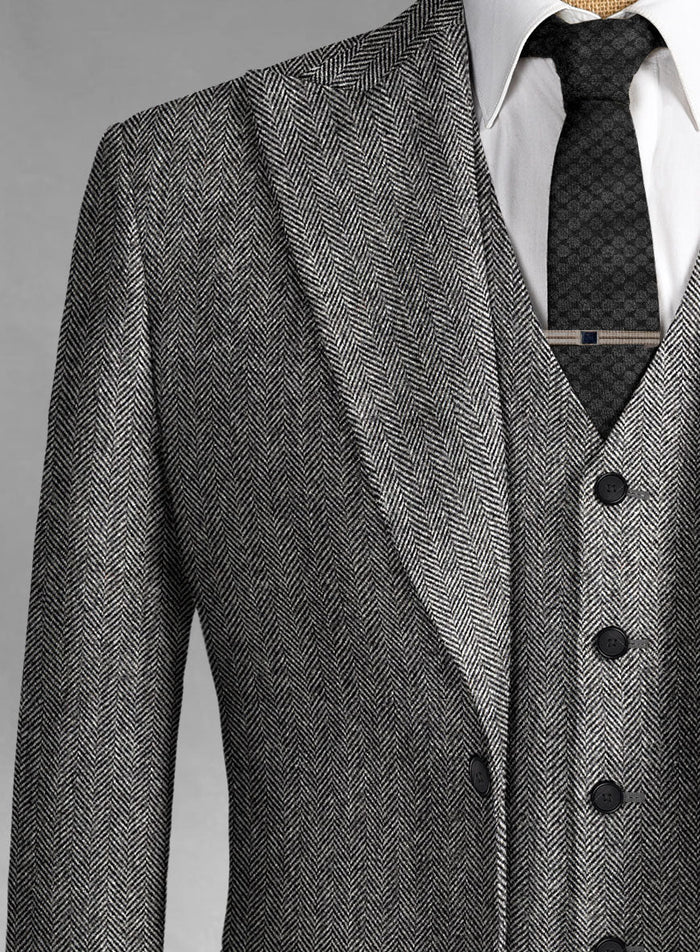 Men's Black Full-length Sleeves Buttoned Closure Peaky Blinders Suit - Peaky Blinders Outfit + Overcoat + Hat (Peaky Blinder Custome) - Image 66