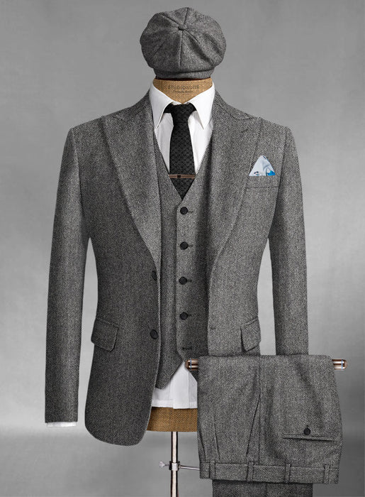 Brand New Quality 1920's English Style Peaky Blinders Style Vested Peaky Blinder Suit - Peaky Blinders Outfit + Overcoat + Hat (Peaky Blinder Custome)