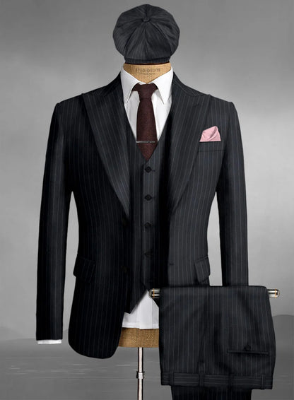 Men's Black Full-length Sleeves Buttoned Closure Peaky Blinders Suit - Peaky Blinders Outfit + Overcoat + Hat (Peaky Blinder Custome) - Image 39