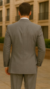 Three Button Suit - Classic Fit Pleated Pants - Mens Three Button Classic Fit Light Grey Vested Suit