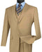 Three Piece Classic Fit Vested Suit Color Khaki