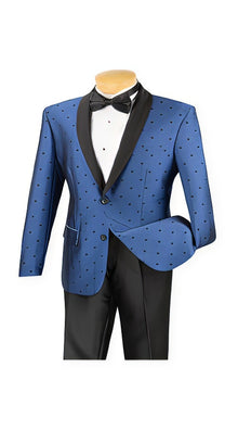 Blue Polka-Dot Pattern Shawl Lapel Two Button Tuxedo For Men'S
