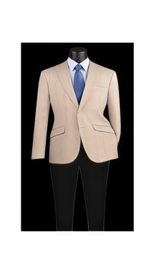 Beige Plaid Blazer - Mens Beige Windowpane Sportcoat