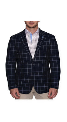 Men's Plaid Blazer Navy