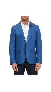 Men'S Blue 100% Linen Designer Fashion Dress Casual Blazer