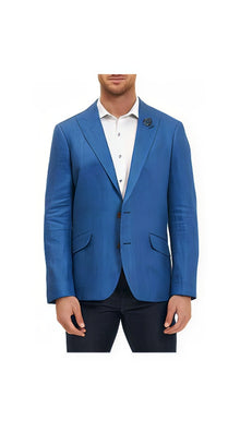 Men'S Blue 100% Linen Designer Fashion Dress Casual Blazer