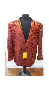 Red Buttons Closure Floral Paisley Jacket