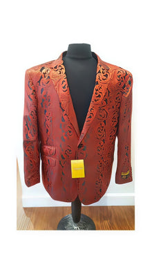 Red Buttons Closure Floral Paisley Jacket