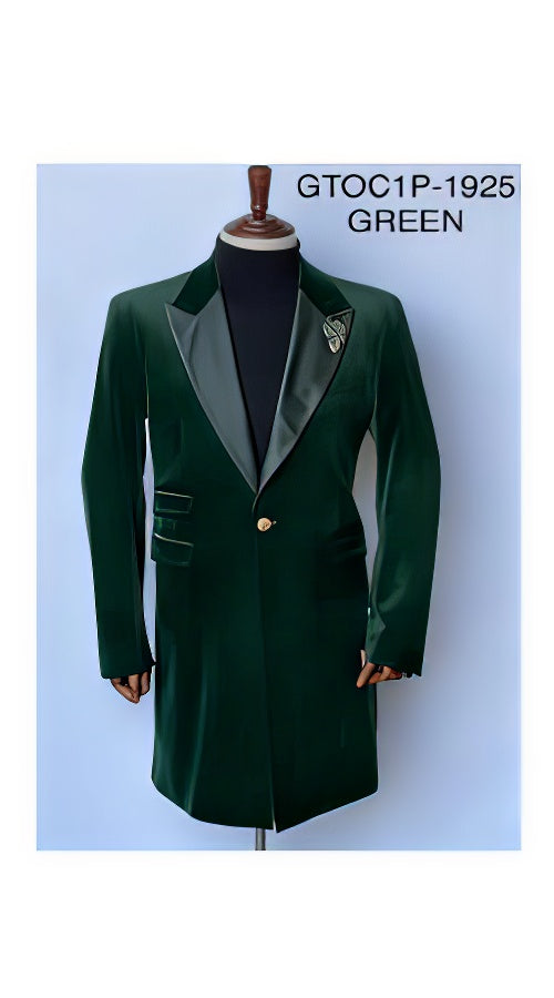 Velvet Tuxedo - Mens Velvet Blazer - Velvet Sport Coat - Three Quarter Length Green
