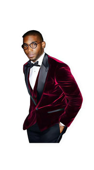 Men'S Burgundy ~ Wine ~ Maroon Color Big And Tall Blazers Cheap Priced Velvet ~ Velour Clearance Blazer / Sport Coat - Image 8