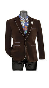 Mens Prom Party Jacket Brown Slim Fit