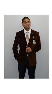 Men'S Spice Brown Casual Spice Brown Velvet Blazer Dancing Jacket