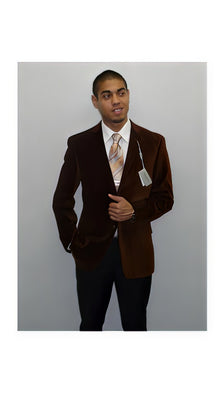 Men'S Spice Brown Casual Spice Brown Velvet Blazer Dancing Jacket