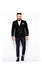 Men's Four Button Indigo Navy Plaid Window Pane Men's Double Breasted Suits Jacket Blazer