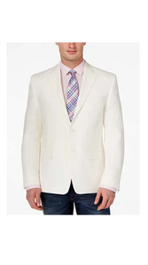 Men's Classic Fit 2 Button White Solid Linen Sport Coat Blazer