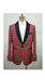 PLAID-235 Tartan - Red Plaid Shawl Holiday Blazer | Dinner Jacket