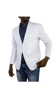 Mens White One Ticket Pocket Summer Fabric Linen Fabric Blazer