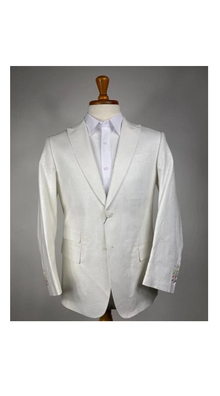 Men's Cream Two Flap Peak Lapel Front Pockets Sport Coat