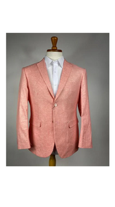 Men's Orange Two Flap Peak Lapel Front Pockets Sport Coat